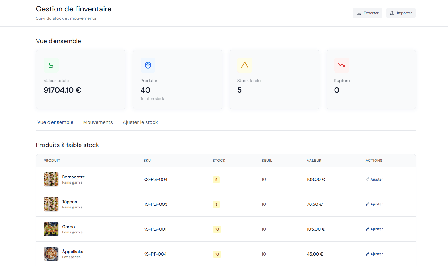 Gestion des stocks et inventaire