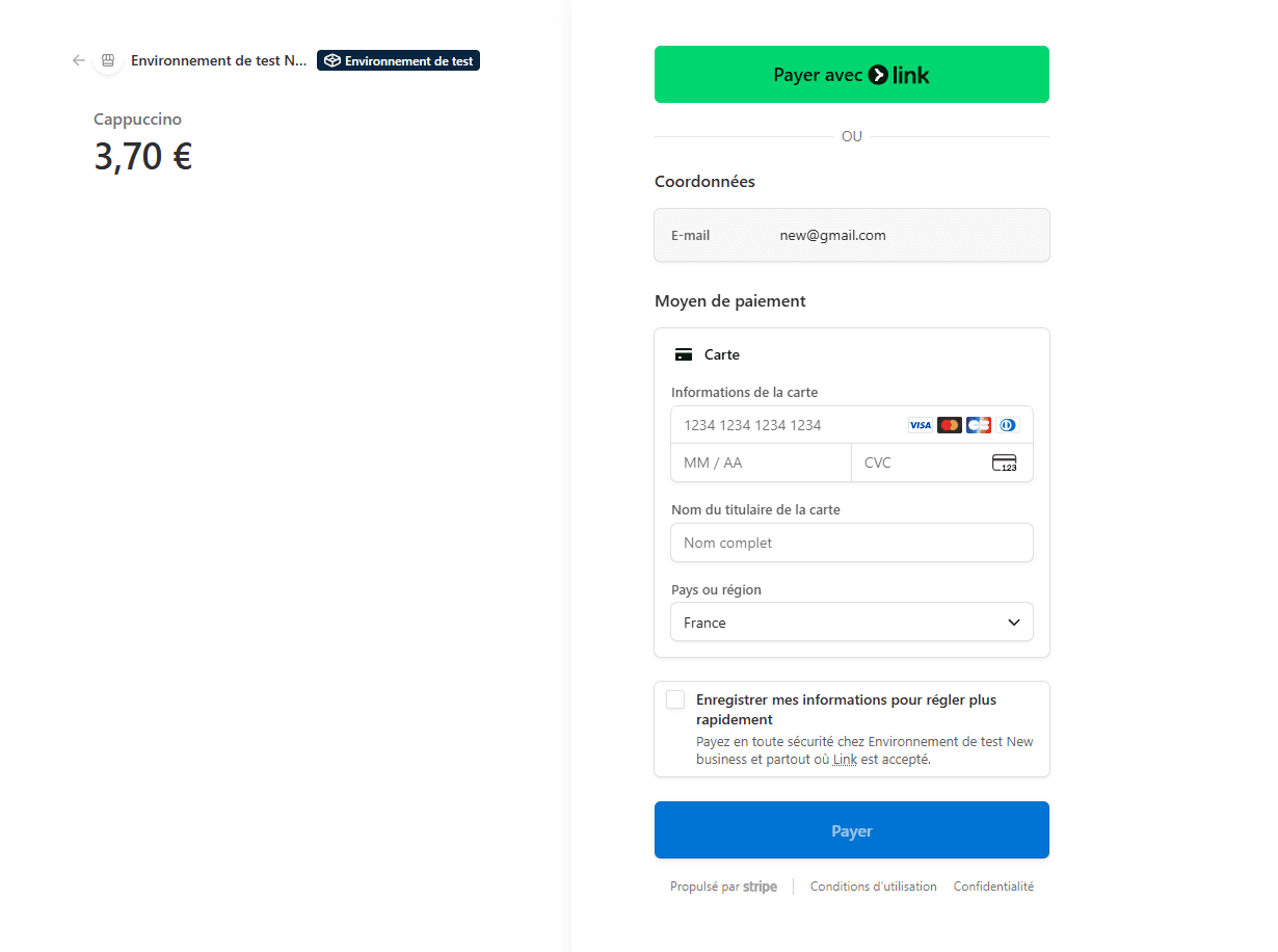 Paiement Stripe sécurisé