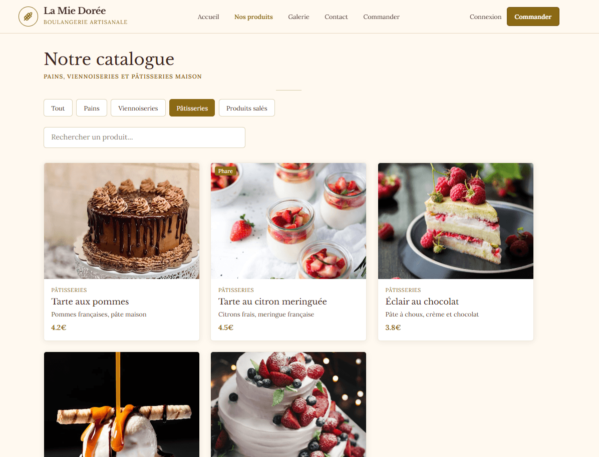 Aperçu d'un catalogue e-commerce conçu par Le Sage Dev