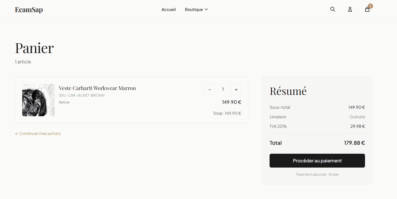 Aperçu de boutique en ligne