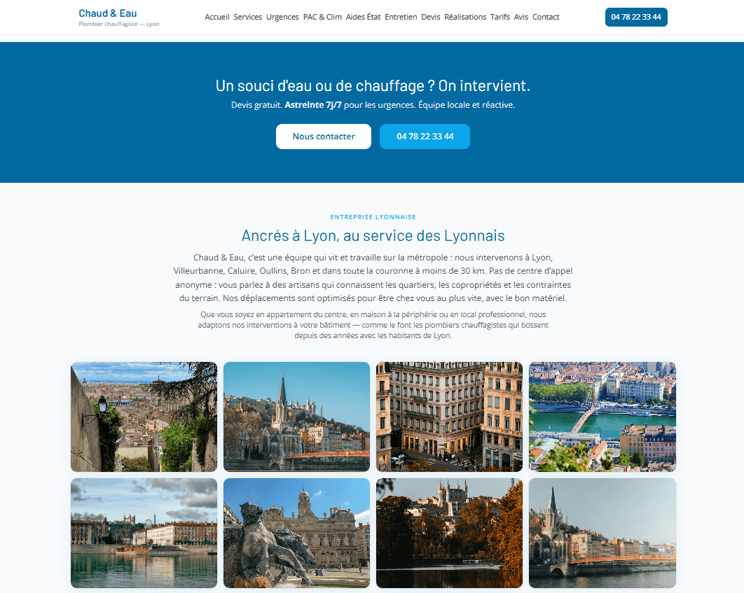 Site vitrine plombier Lyon
