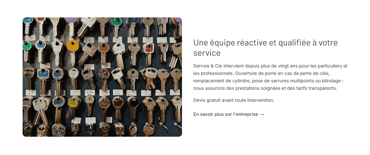 Site vitrine serrurier Lyon