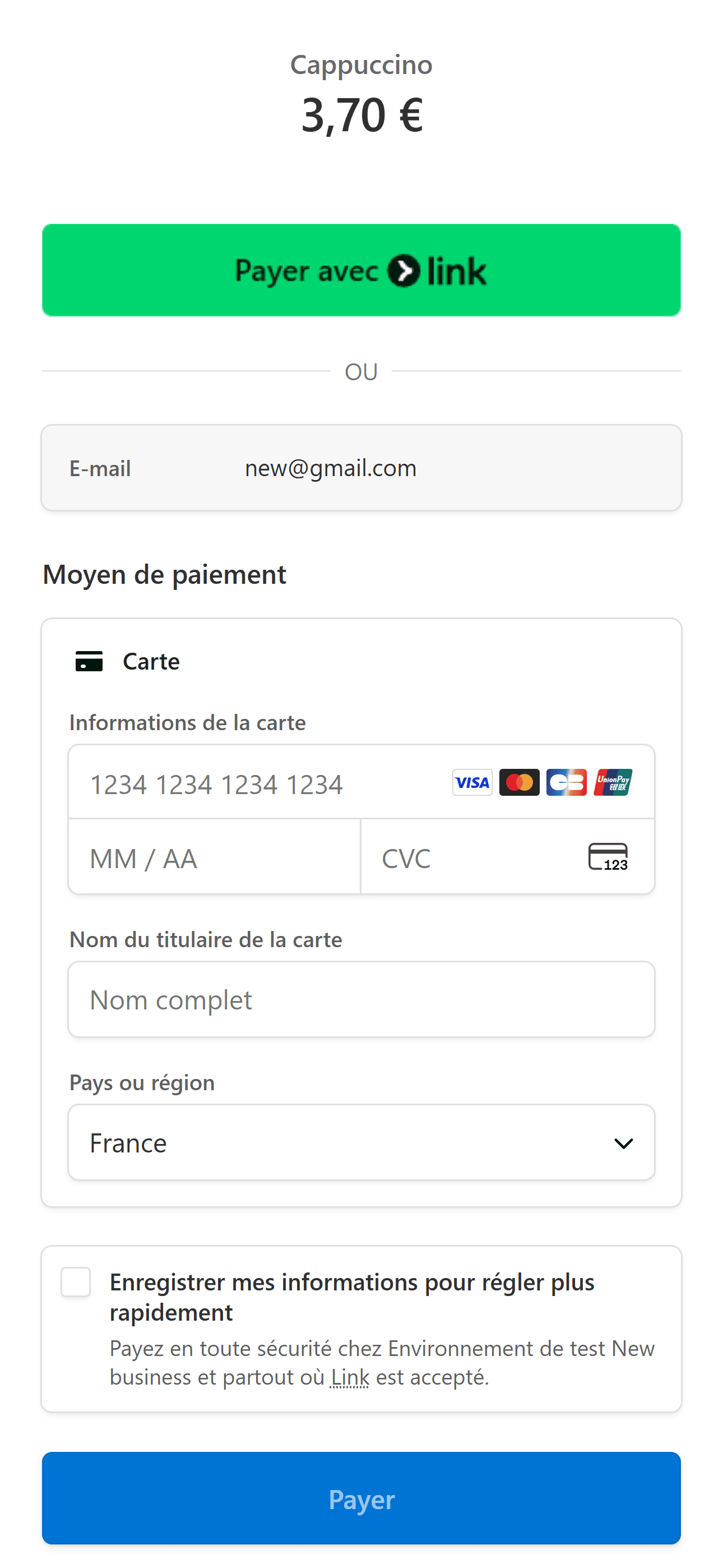 Aperçu mobile du paiement sécurisé